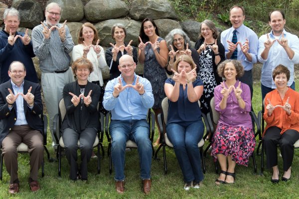 A photo of the MS in Biotechnology Program faculty group photo outside together