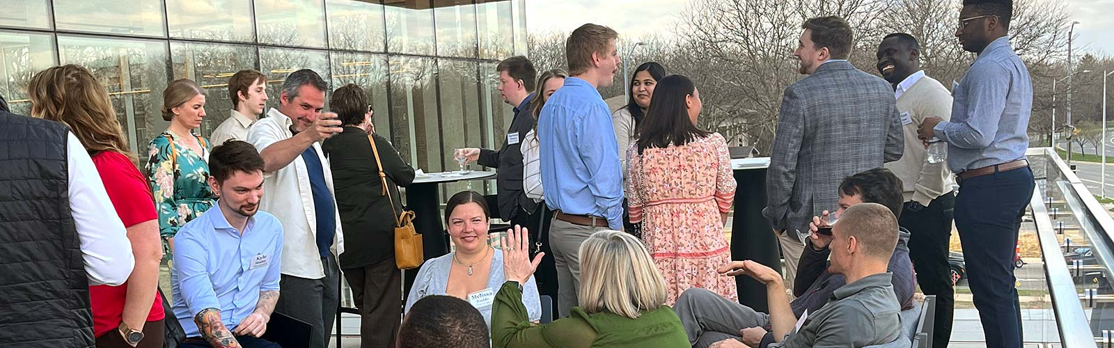 Lots of alumni and students networking at the Biotechnology Symposium 2024