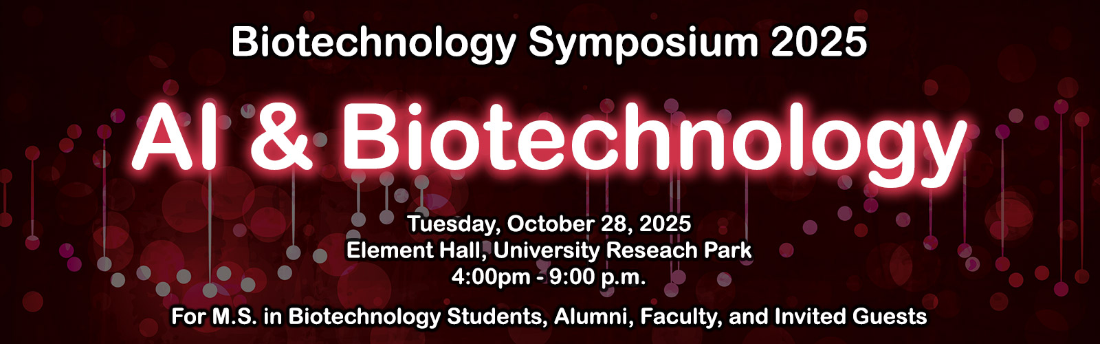 masthead for the 2025 Biotechnology Symposium exploring AI and biotechnology